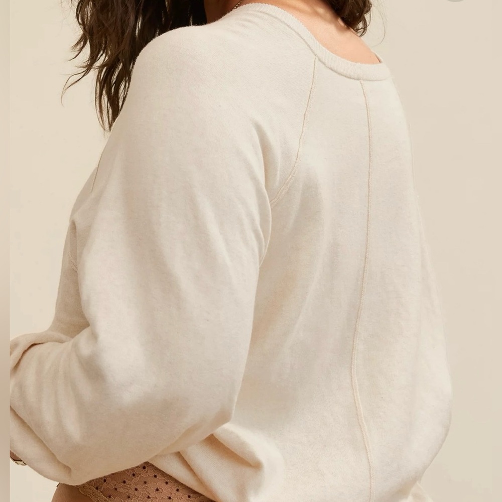 Aerie Lightweight Crewneck Sweatshirt Heather Frost XL NWT Pullover Loungewear - Picture 2 of 10